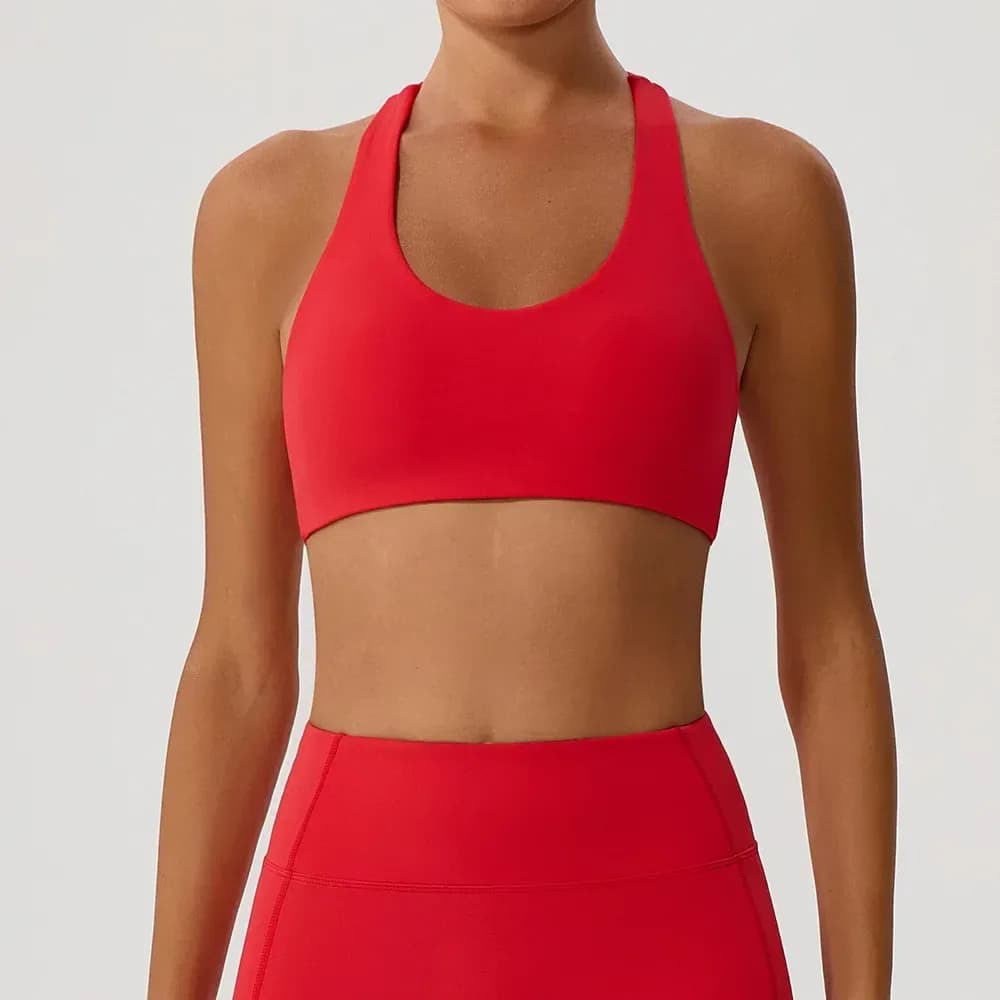 red cross back sports bra for gym training
