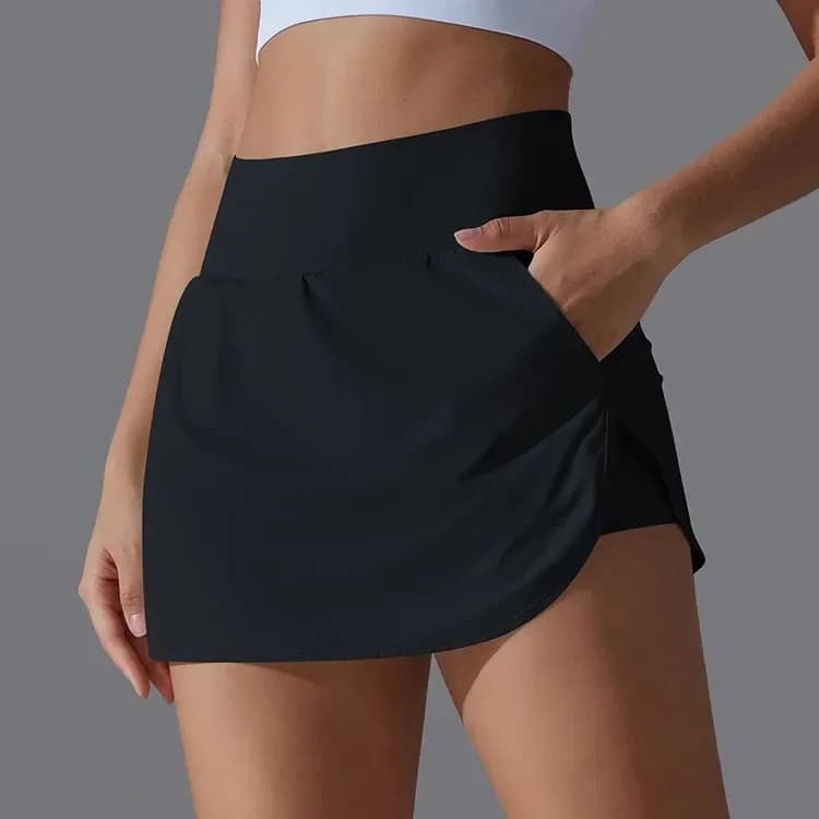 black high waisted athletic skort with pockets