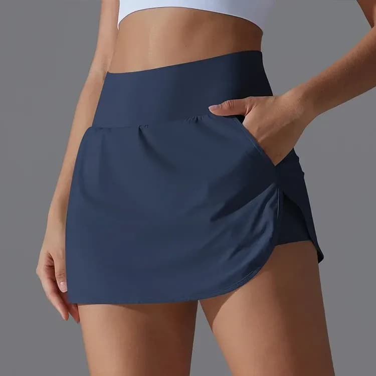 navy high waisted athletic skort with pockets