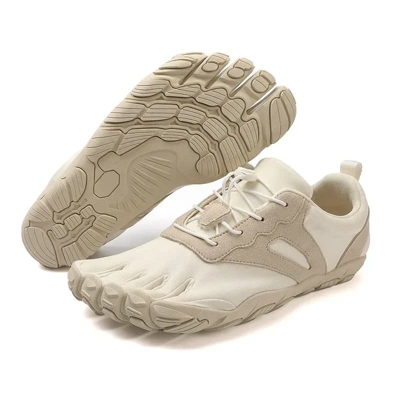 beige barefoot toe shoes for lifting