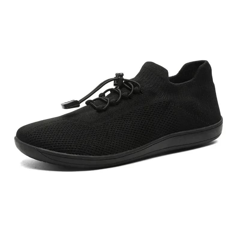 black barefoot training shoes with knit upper