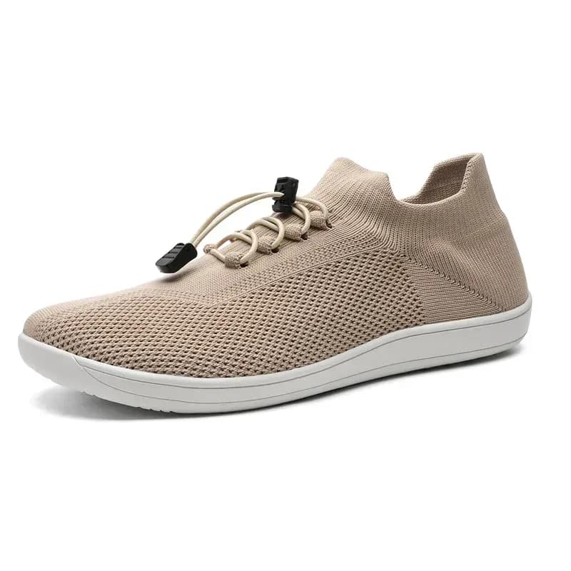 khaki barefoot training shoes with knit upper