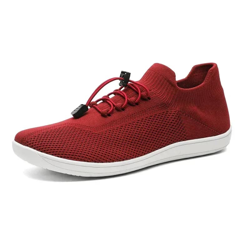 wine red barefoot training shoes with knit upper