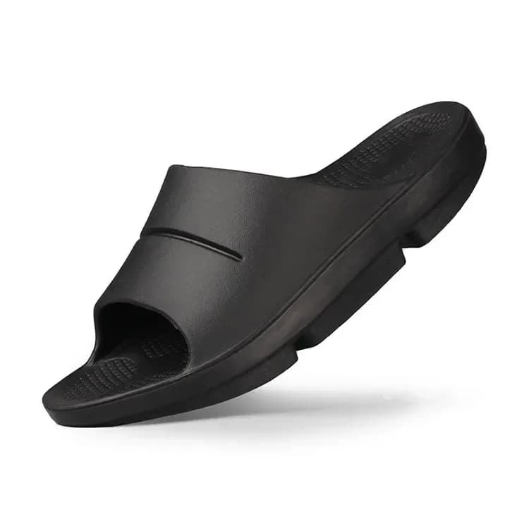 black men's recovery slide with thick cushioned eva sole