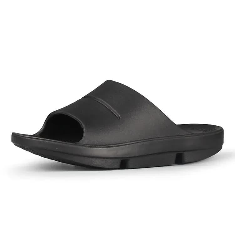 black recovery slide, side view showing the thick sole