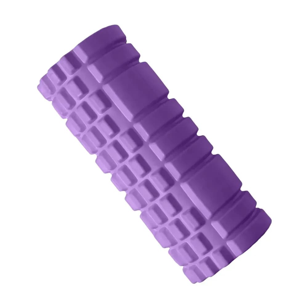 purple textured grid foam roller, 33 x 14 cm