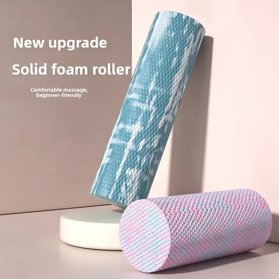 solid EVA foam rollers with diamond texture in blue and white and pink and blue