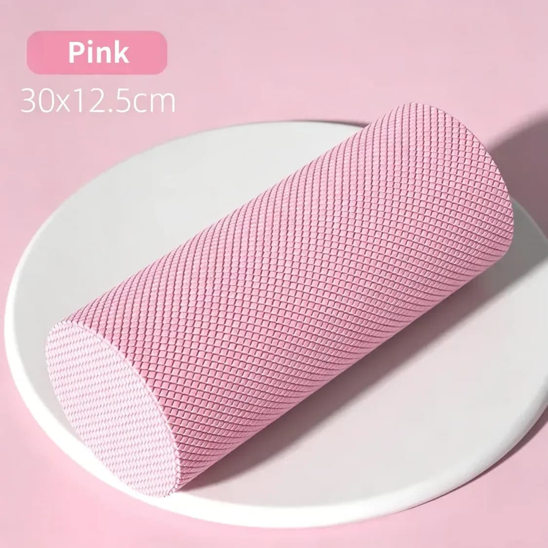 pink solid EVA foam roller, 30 x 12.5 cm