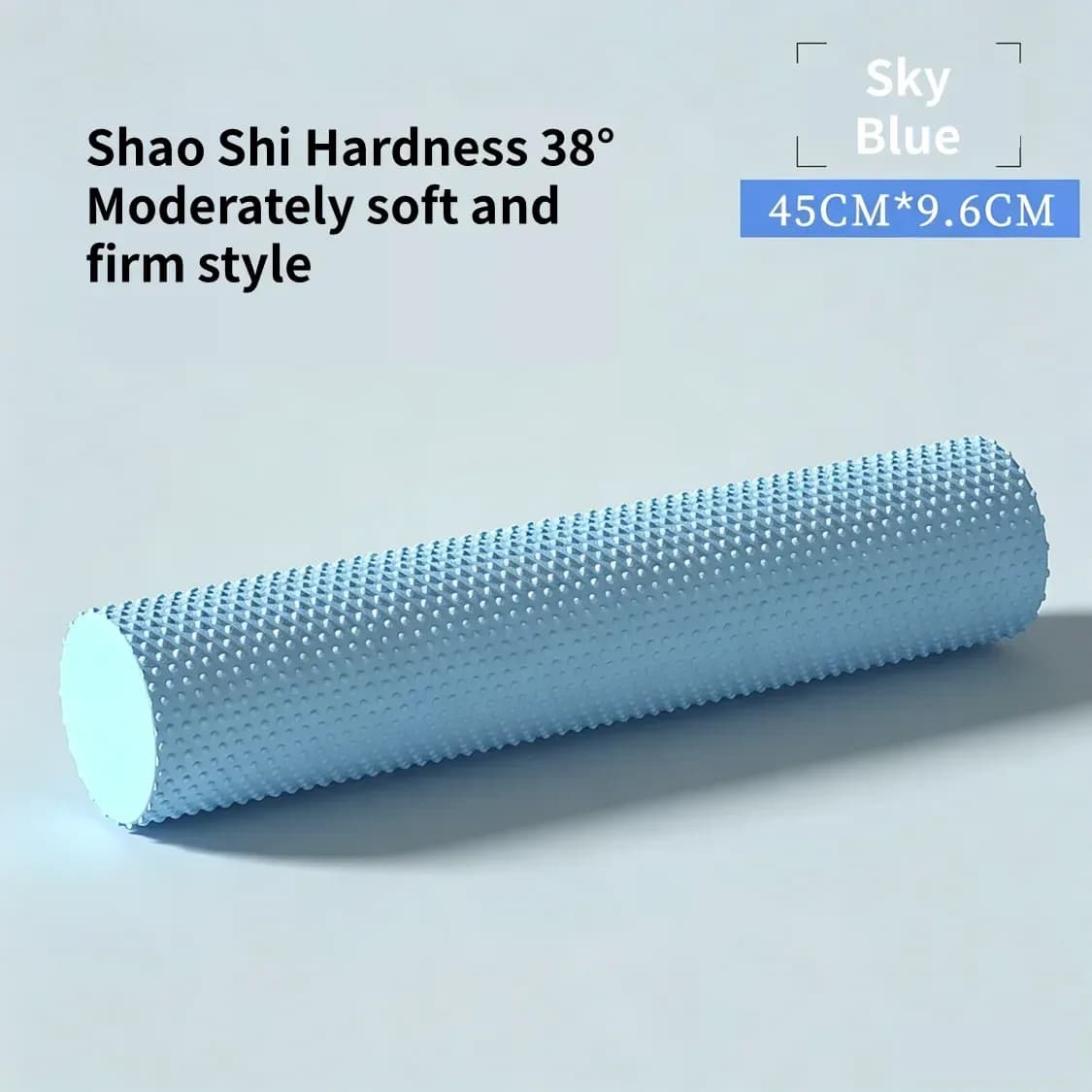 sky blue solid EVA foam roller, 45 x 9.6 cm